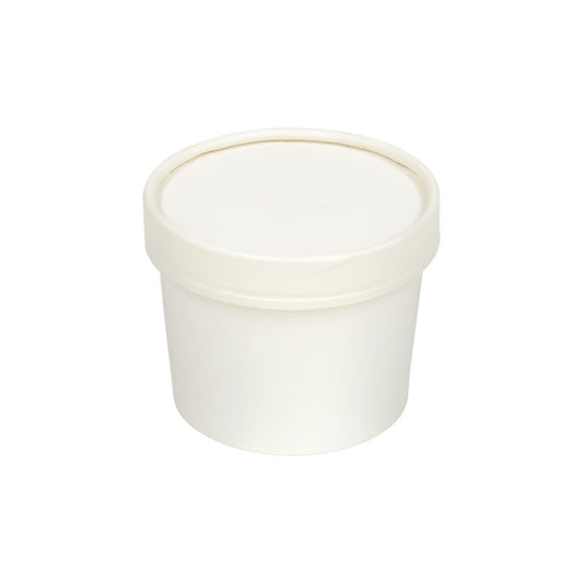 Soup Cup w/White Paper Lid 12oz White Combo Pack