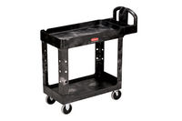 Heavy-Duty Ergo Handle Utility Cart Black, Small, Lipped-Shelf
